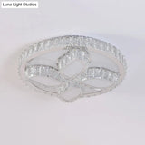 Clear Cut Crystal Led Flushmount Ceiling Light - Modern Leaf Design For Bedroom Lighting