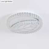 Clear Cut Crystal Led Flushmount Ceiling Light - Modern Leaf Design For Bedroom Lighting