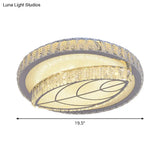 Clear Cut Crystal Led Flushmount Ceiling Light - Modern Leaf Design For Bedroom Lighting