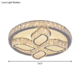 Clear Cut Crystal Led Flushmount Ceiling Light - Modern Leaf Design For Bedroom Lighting