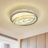 Clear Cut Crystal Led Flushmount Ceiling Light - Modern Leaf Design For Bedroom Lighting / B