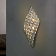 Clear Cut Crystal Sconce With Twisted Leaf Design And 4 Bulbs - Minimalistic Wall Mounted Lamp For