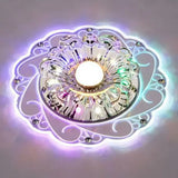 Clear Floral Led Crystal Ceiling Light - Contemporary Flush Mount For Hallways / 3W Multi Color