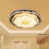 Clear Flower Crystal Flushmount Led Ceiling Lamp In Stainless Steel Stainless - Steel