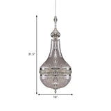 Clear Glass Brass/Chrome Gourd Chandelier - 12/16 Wide Colonial Design 4 Bulbs Ceiling Light