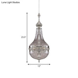 Clear Glass Brass/Chrome Gourd Chandelier - 12/16 Wide Colonial Design 4 Bulbs Ceiling Light