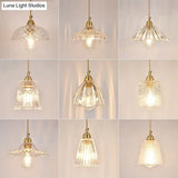 Clear Glass Bud Kitchen Pendant Light With Brass Suspension
