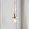 Clear Glass Conic Brass Suspension Pendant Lamp For Dining Room / A