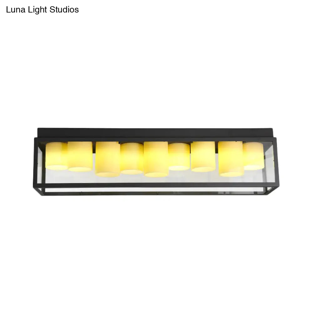 Clear Glass Flush Light Fixture With Beige Marble Shade And 9 Bulbs For Modern Country Ceiling