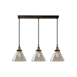 Clear Glass Industrial Shaded Multi-Light Pendant: 3-Bulb Hanging Lighting For Dining Room / I