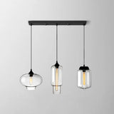 Clear Glass Industrial Shaded Multi-Light Pendant: 3-Bulb Hanging Lighting For Dining Room / N