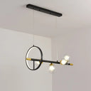 Clear Glass Molecular Island Chandelier - 4/6-Light Pendant In Black With Metal Ring Deco 4 /