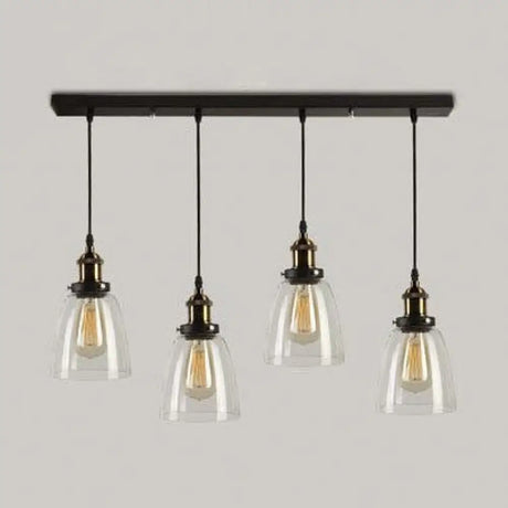 Clear Glass Multi Pendant Hanging Light Fixture With Vintage Charm - 3/4/5 Lights Aged Brass Finish