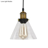 Clear Glass Pendant Light With Brass Shade For Kitchen Ceiling