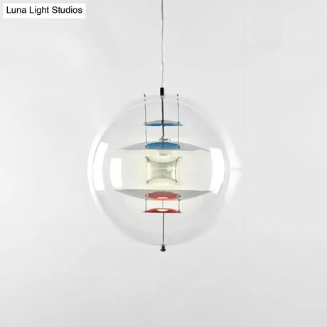Clear Glass Pendant Light With Modern Styling And Layered Shade