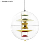 Clear Glass Pendant Light With Modern Styling And Layered Shade