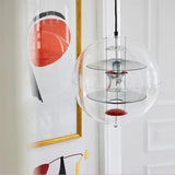 Clear Glass Pendant Light With Modern Styling And Layered Shade Chrome
