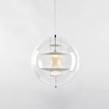 Clear Glass Pendant Light With Modern Styling And Layered Shade White