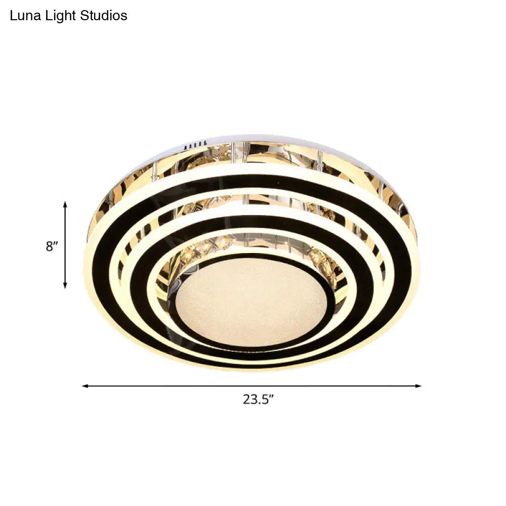 Clear Glass Stainless Steel Flushmount Led Ceiling Light