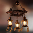 Clear Glass Vintage Style Kerosene Chandelier - 3/7-Light Bronze Pendant For Dining Room Lighting 3