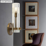 Clear Glass Wall Mounted Lamp With Gold Finish - Perfect For Living Room