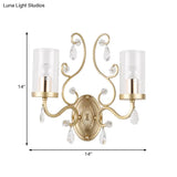Clear Glass Wall Mounted Light With Crystal Accent And Brass Finish