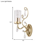 Clear Glass Wall Mounted Light With Crystal Accent And Brass Finish