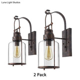 Clear Glass Wall Sconce - Traditional Rustic Cylinder Lamp For Corridors