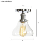 Clear Ribbed Glass Flushmount Farmhouse Bell - Chrome Ceiling Light