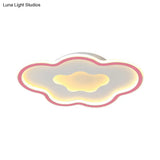 Cloud Kids Bedroom Led Cartoon Flush Mount Lighting Fixture In Pink/Blue