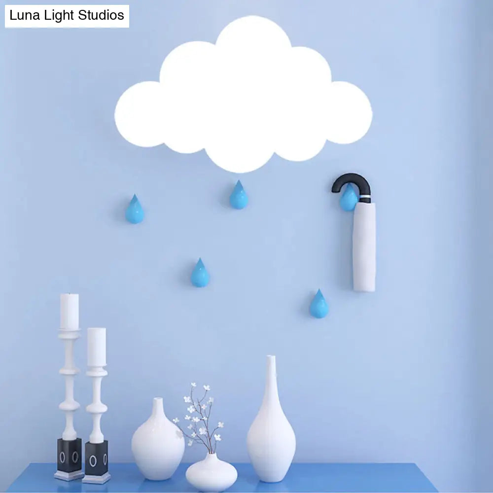 Cloud-Shaped Led Wall Lamp For Kindergarten With White Finish - Ideal Corridors