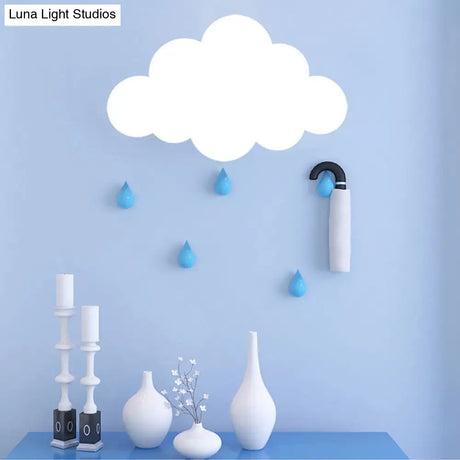 Cloud-Shaped Led Wall Lamp For Kindergarten With White Finish - Ideal Corridors