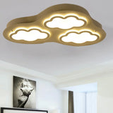 Cloudy Cartoon Led Ceiling Light For Kindergarten In White Acrylic Flush Mount 3 / Warm