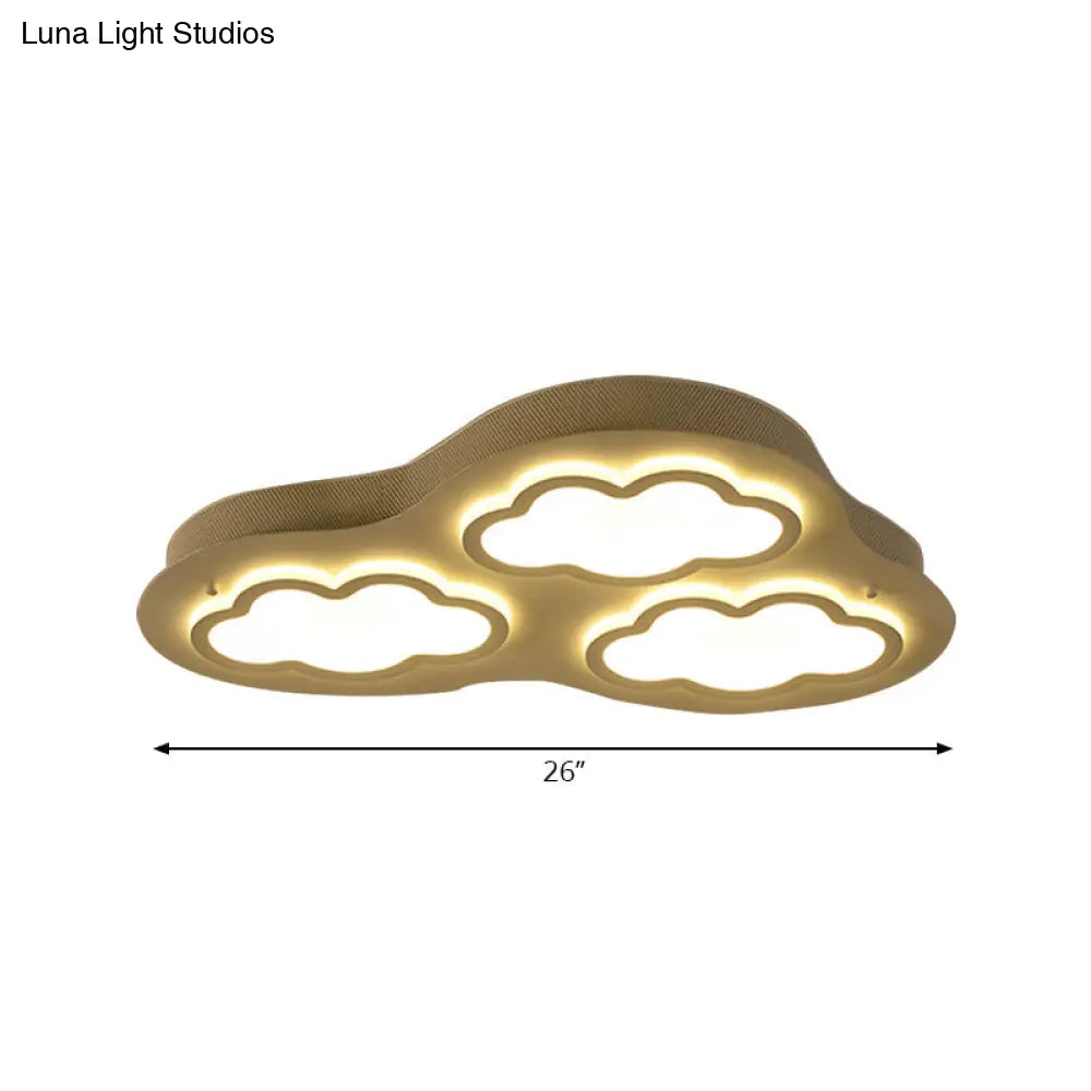 Cloudy Cartoon Led Ceiling Light For Kindergarten In White Acrylic Flush Mount