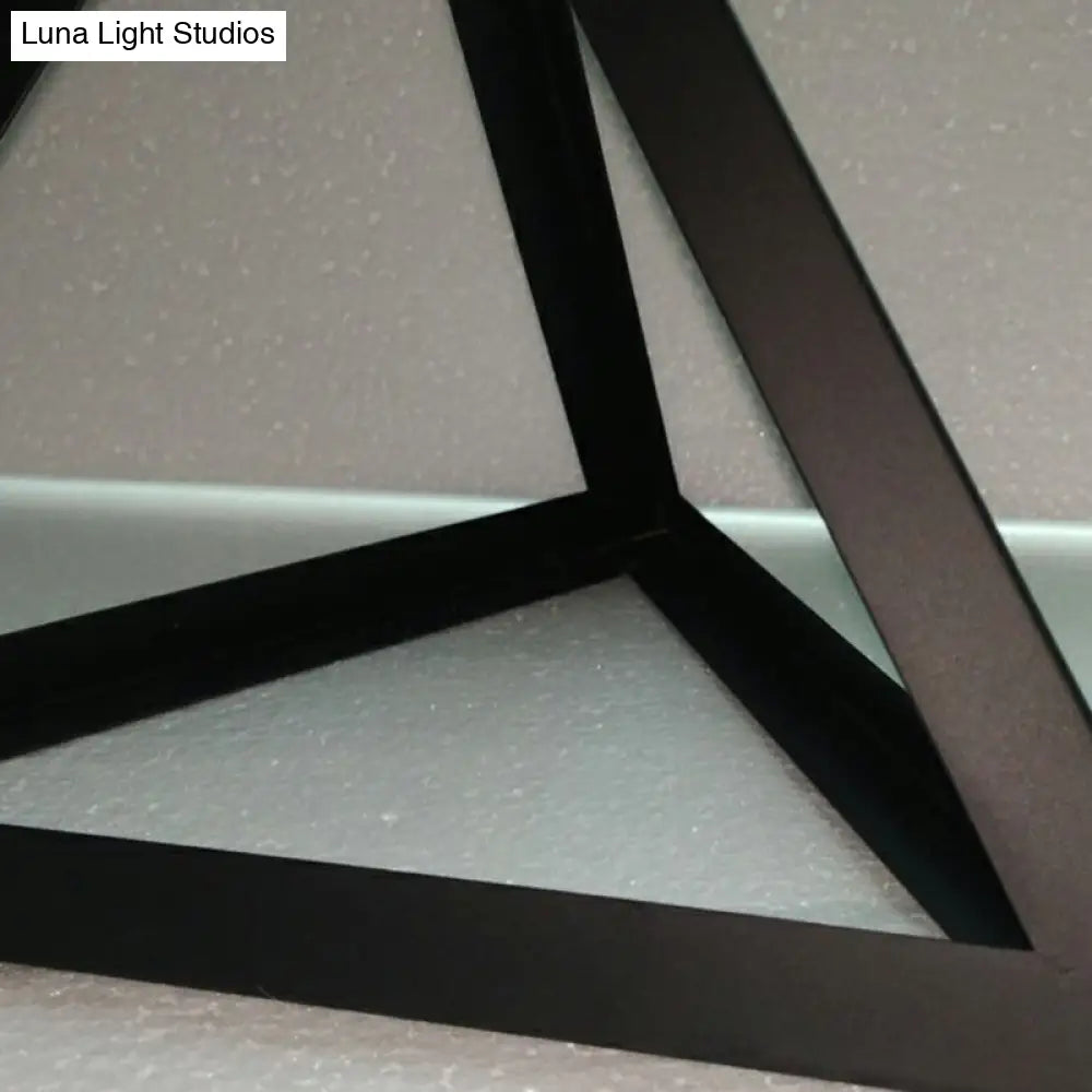 Cluster Pendant Cage Lamp: Loft Style Stairs Ceiling Light With 6 Metal Shades In Black