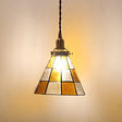 Coastal Checkered Pendant Lamp - Clear And Brown Mosaic Glass Brass Finish