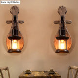 Coastal Clear Glass Lantern Wall Sconce With Spoon: Stylish Dining Room Lighting Fixture