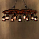 Coastal Lantern Chandelier: Clear Glass Lighting Pendant With Black Finish And Wooden Shelf