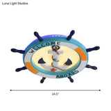 Coastal Led Acrylic Ceiling Flush Lamp In White/Orange/Blue For Bedroom