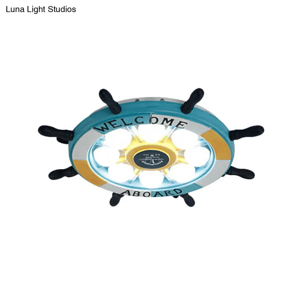 Coastal Led Acrylic Ceiling Flush Lamp In White/Orange/Blue For Bedroom