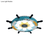 Coastal Led Acrylic Ceiling Flush Lamp In White/Orange/Blue For Bedroom
