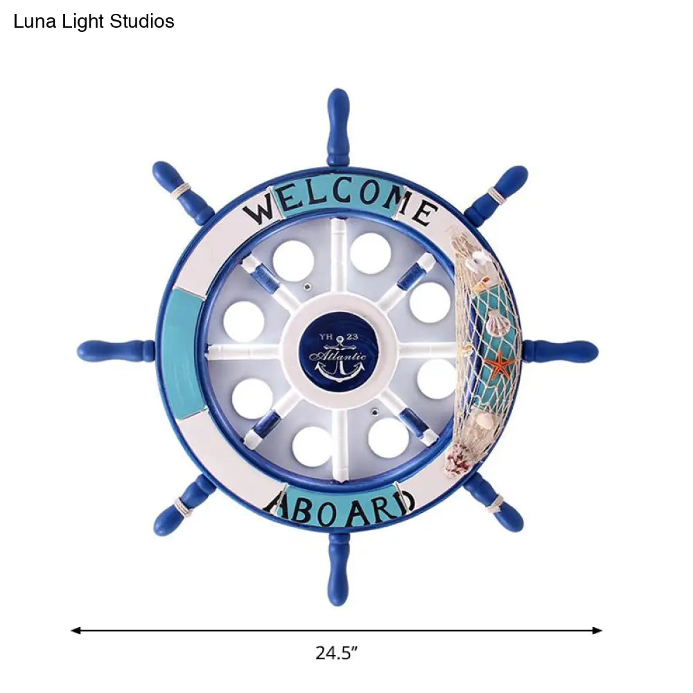 Coastal Led Acrylic Ceiling Flush Lamp In White/Orange/Blue For Bedroom