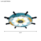 Coastal Led Acrylic Ceiling Flush Lamp In White/Orange/Blue For Bedroom