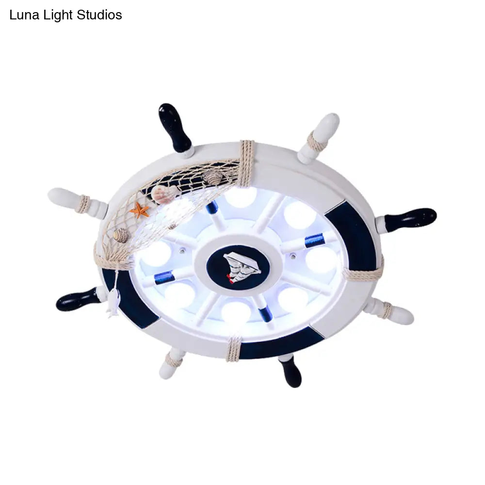 Coastal Led Acrylic Ceiling Flush Lamp In White/Orange/Blue For Bedroom