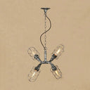 Coastal Style Bronze/Antique Silver Hanging Chandelier Pendant Light With 4-Light Caged Design And