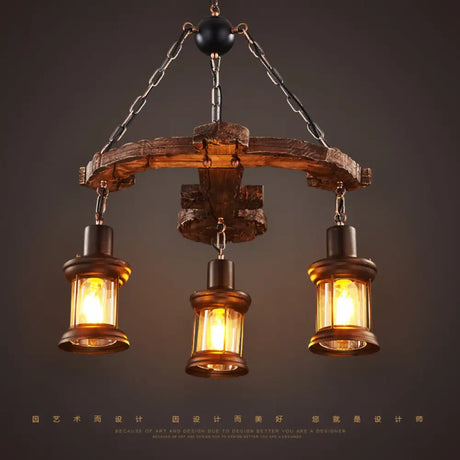 Coastal Wood Anchor Pendant Light In Beige For Coffee Shops
