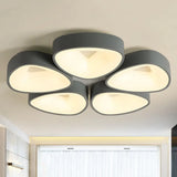 Coconut Shell Flush Light Fixture - Grey Nordic Ceiling Lamp (3/5 Lights) In White/Warm/Natural 5 /