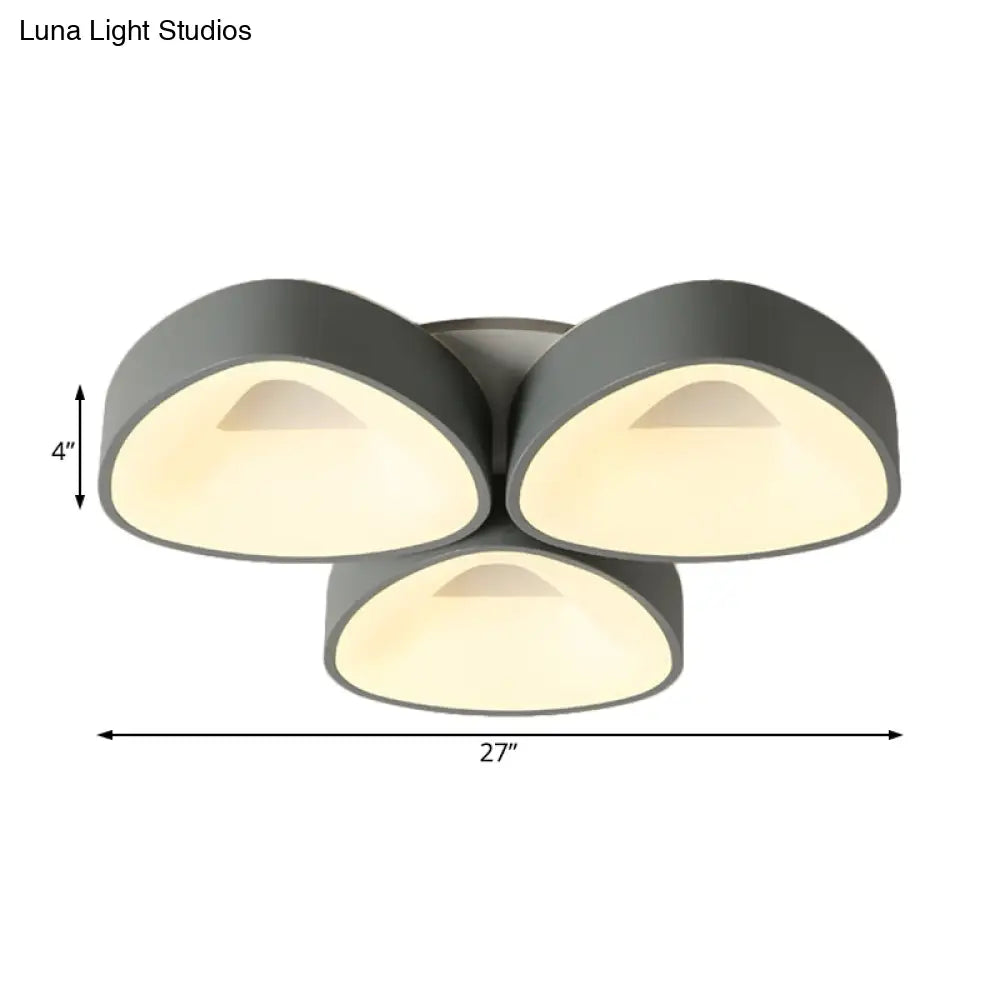 Coconut Shell Flush Light Fixture - Grey Nordic Ceiling Lamp (3/5 Lights) In White/Warm/Natural