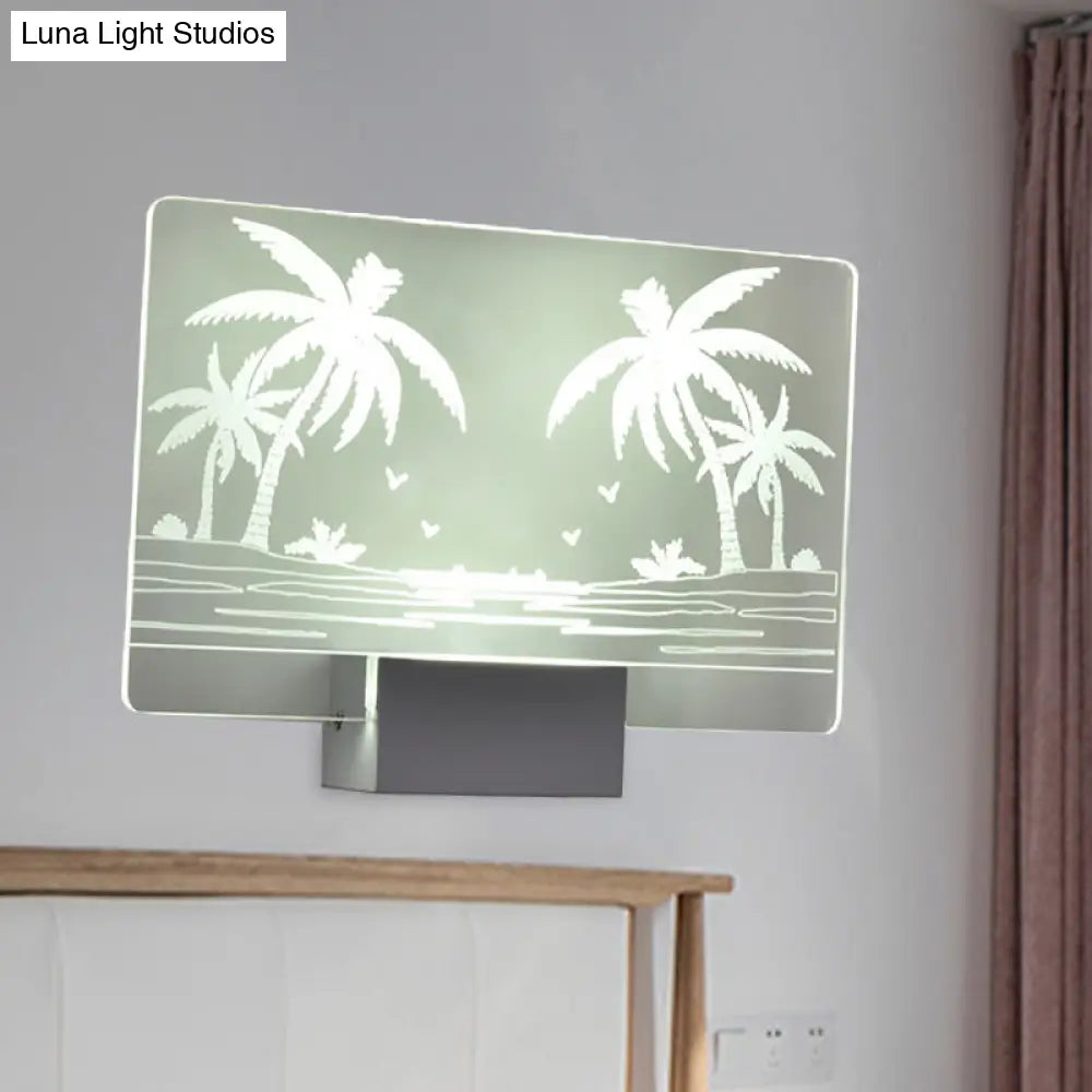 Coconut Tree/Elk Led Wall Mount Lamp With Aluminum Shade For Bedroom Artistry Lighting