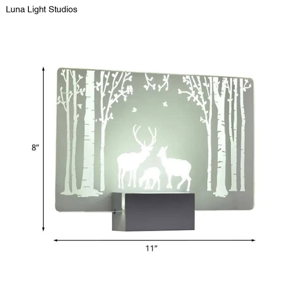 Coconut Tree/Elk Led Wall Mount Lamp With Aluminum Shade For Bedroom Artistry Lighting